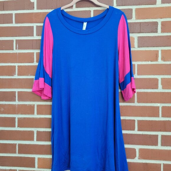Super Soft Jersey Knit Tunic - Royal Blue & Hot Pink - Size L - Picture 4 of 4